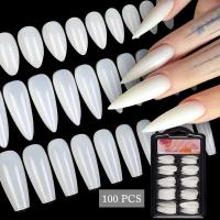 100 UNIDS/CA extensión natural de vacaciones ataúd transparente blanco diseño artístico punta de uña falsa ultra flexible totalmente cubierta - details 0