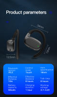 Auriculares inalámbricos con Bluetooth, audífonos de conducción de aire, gancho para la oreja, micrófono HD abierto, HiFi, música, deporte, negocios - details 13