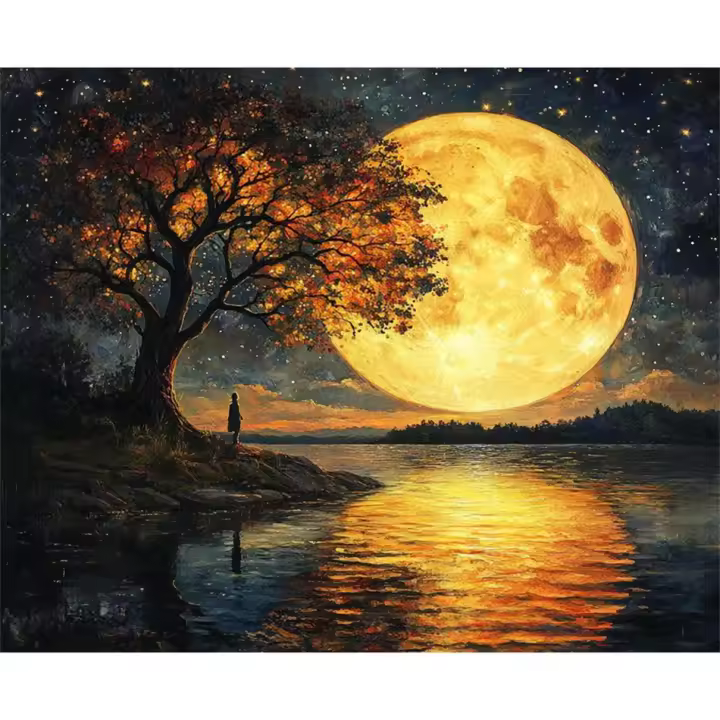 RUOPOTY Kit de Pintura por Números Moderno Escenografía Marina al Atardecer - 1