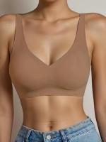 Sujetador sin aros sólido sin costuras, sujetador íntimo cómodo y transpirable, lencería y ropa interior para mujer - details 4