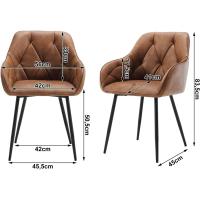 Sillas de Comedor Vintage de Cuero Diseño con Resalto y Apoyabrazos Metálicas para Dormitorio y Oficina Marrón - details 5