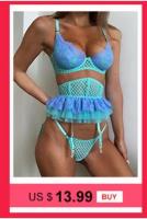 Lencería erótica, ropa interior sexy de encaje hueco, conjuntos exóticos transparentes, conjunto sensual de sujetador y bragas con aros con ligas - details 4