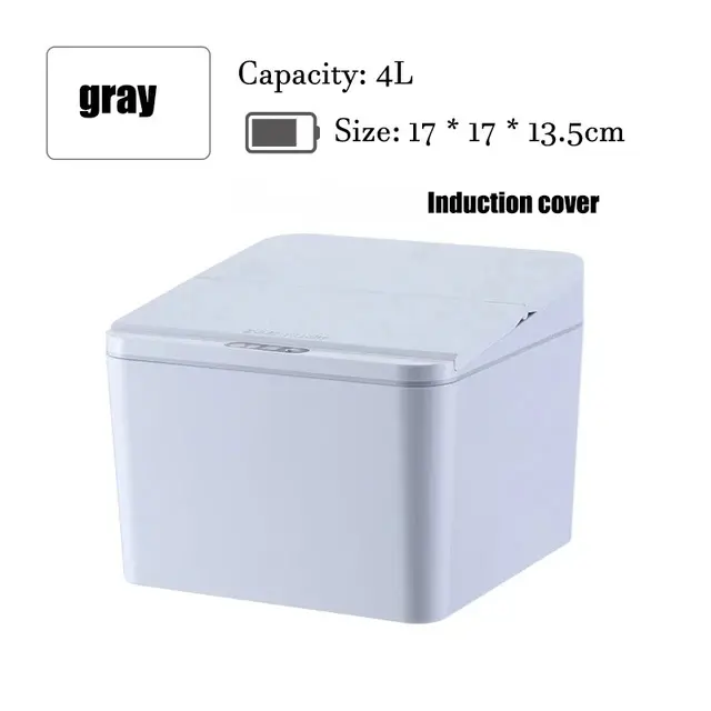 Mini cubo de basura plegable con Sensor automático, papelera pequeña para escritorio, baño, cocina, dormitorio, 4/6L - 1
