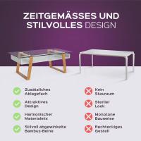 Mesita de Centro Rectangular, de Vidrio y Madera con Bandeja para Revistas, Mesa de Centro Baja para Salón y Oficina - details 39