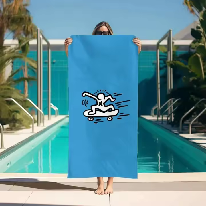 Keith Haring-toallas de baño grandes, juego de baño, accesorios para el hogar, turbante de Spa para secado de cabello, toalla deportiva rápida, Sauna, playa, gimnasio - 1