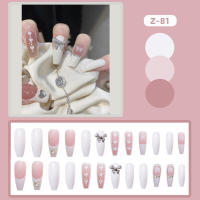 Uñas postizas de 24 piezas, rosa y blanco, para fiestas, Halloween, Navidad, graduación - details 5