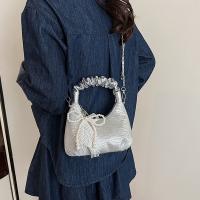 Bolso plisado de lentejuelas de estilo coreano, bolso cruzado con cadena y colgante de lazo exquisito, bolso de hombro ligero de Color sólido - details 16