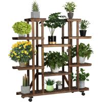 Madera para Plantas con Ruedas 9 Estantes Interior al Aire Libre Balcón Jardín 124,5 x 33 x 120 cm - details 0