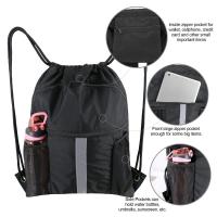 Bolsa de gimnasio deportiva de nailon, mochila ultraligera con cordón de gran capacidad, correas ajustables, mochila portátil multifuncional para senderismo - details 14