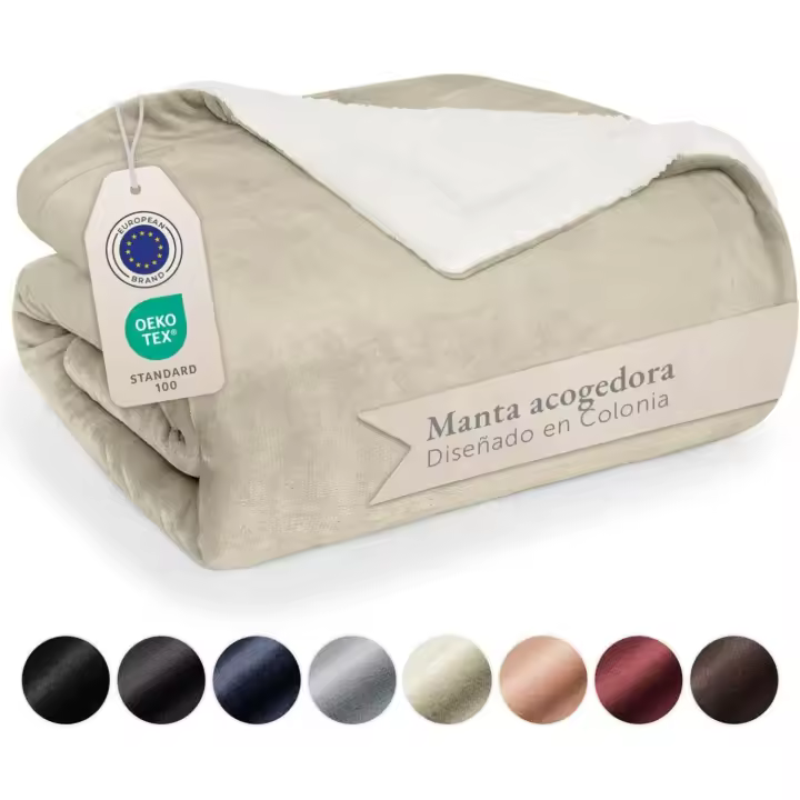 Blumtal Mantas para Sofá Reversible de Sherpa y Franela Suave - Manta Polar 100% Microfibra Extra Suave, Manta de sofá, de cama o de sala de estar, Rojo Oscuro, 150 x 200 cm - 1
