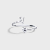 Anillos de Letras para mujer, Plata de Ley 925, A-Z, Iniciales apilables de Nombre, Anillo Abierto con Talla Ajustable - details 20