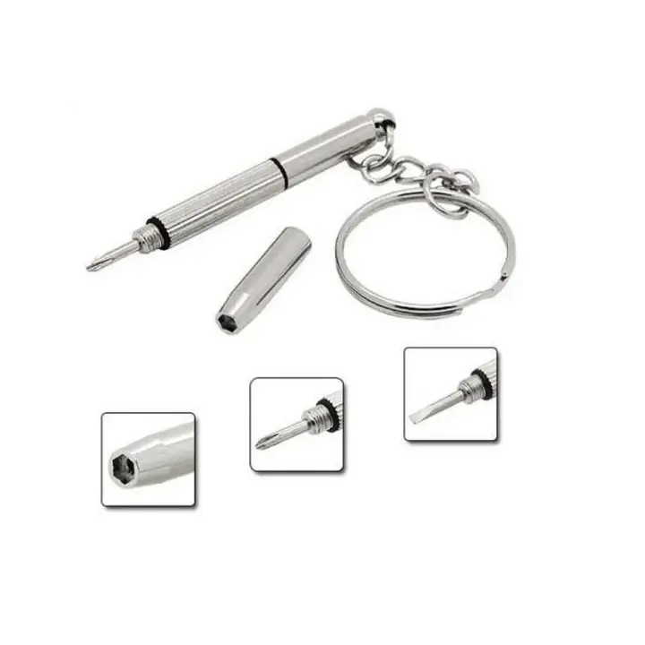 Llavero portátil de acero inoxidable, gafas de sol, reloj, destornillador, Kit de reparación 3 en 1, herramientas - 1