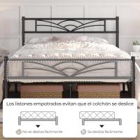 Cama Individual con Espacio Bajo Marco Metal Altura 32 cm Cama Individual con Cabecera para Colchón de 90 x 190 cm Blanco - details 43