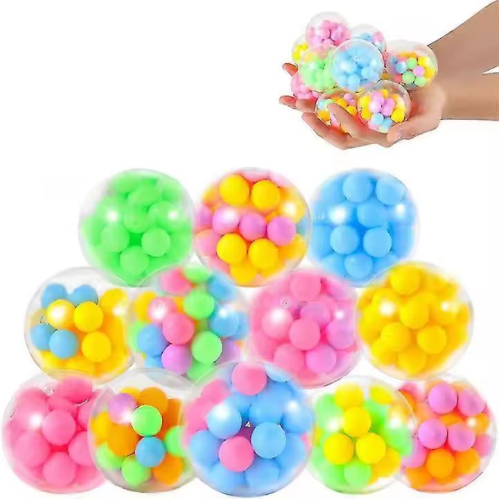 Luckkin Bola de Ventilación de Espuma Luminosa Juguete Antiestrés con Cuentas Coloridas - 1