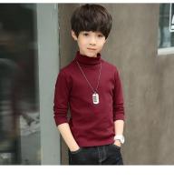 Otoño niños y niñas suéter de cuello alto suave de Color sólido niños prendas de punto de invierno camisa básica de manga larga suéter para niños niños - details 3