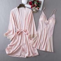 Conjunto de Kimono de Satén para Mujeres Ouwu Dos Piezas para Dormir Ideal para Novias y Bodas - details 2
