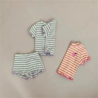 Conjunto de ropa de manga corta a rayas para bebé, Tops con borde de oreja para niña + traje corto de 2 piezas, artículos de ropa con estampado de uva para niño, novedad de verano 2025 - details 4