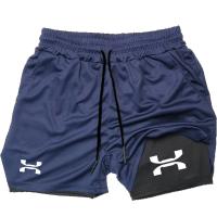 Pantalones cortos para correr para hombre, shorts 2 en 1 de secado rápido para gimnasio, entrenamiento, Fitness, trotar, Verano - details 11