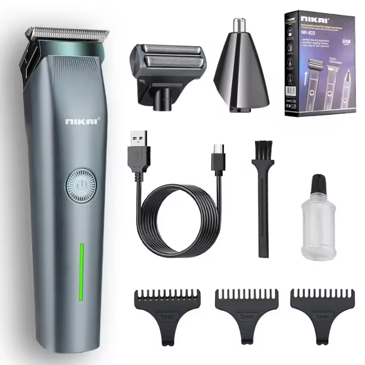 Tijeras de peluquero y recortadora de barba 3 en 1, kit de aseo inalámbrico para hombres para cortes de pelo y recortes - 1