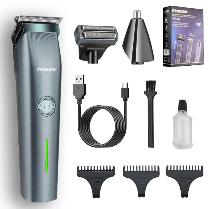 Tijeras de peluquero y recortadora de barba 3 en 1, kit de aseo inalámbrico para hombres para cortes de pelo y recortes - 1