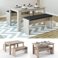 Mesa de comedor Sentio, antracita/roble dorado, 90 x 140 cm con 2 bancos - details 9