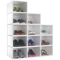 Organizador de Zapatos de Plástico Transparente con Puerta 12 Set, Plegable y Apilable, Tamaño 35,7 x 27,6 x 20,8cm Negro - details 25
