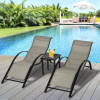 Juego de 2 Tumbonas Jardín Exterior con Mesa Auxiliar de Vidrio Templado Tumbonas con Respaldo Reposabrazos para Patio Piscina Terraza Exterior Negro - details 10