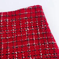 TRAFZA-Conjunto de 2 piezas para mujer, chaqueta con textura roja, solapa de bolsillo de botonadura única, abrigo y culotte con cremallera lateral de cintura alta - details 18