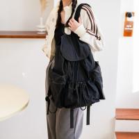 Linda mochila con cordón de estilo coreano, gran capacidad, diseño de nicho, bolsa de nailon suave y ligera, bolsa plegable para libros, bolso de hombro para exteriores - details 13