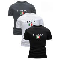 3 Piezas Camisetas Slim Fit 100% Algodón para Hombre - Camisetas Gráficas Tradicionales Italianas con Letras de Venecia y Diseño de Bandera, Camisas Informales de Verano Transpirables para Vestir Informal (Gris/Blanco/Negro), Ropa de Resort, Material Cómo - details 1