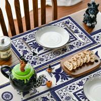 4 piezas de mantel individual con estampado de porcelana azul y blanca, fiesta de cumpleaños de Navidad, decoración del hogar, decoración de la cocina - details 3