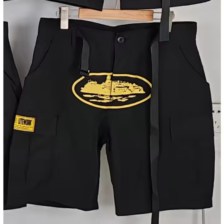 Logotipo impreso pantalones cortos tendencia hip hop casual pantalones de cinco puntos hombres y mujeres - 1