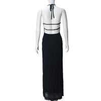 51618 Vestido largo de mujer sin espalda de tela plisada con personalidad nueva y transpirable con lazo de hoja de loto - details 35
