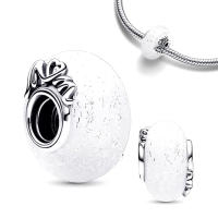Pulsera de plata de ley 925 para fabricación de joyas, cristal de Murano blanco brillante, plata 925 Original para mamá y amor - details 0
