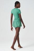Conjunto deportivo de dos piezas para mujer, ropa deportiva corta de Color liso, transpirable, secado rápido, traje para correr - details 15