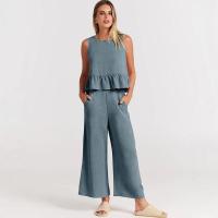 Conjuntos de dos piezas de verano para mujer, suéter informal sin mangas, camisetas y pantalones sueltos para mujer - details 1