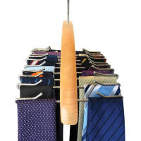 Colgador multifuncional de madera para chaleco, que ahorra espacio perchero, cinturones organizadores, corbatas, bufandas, soporte de almacenamiento para armario, 24 ganchos - details 12