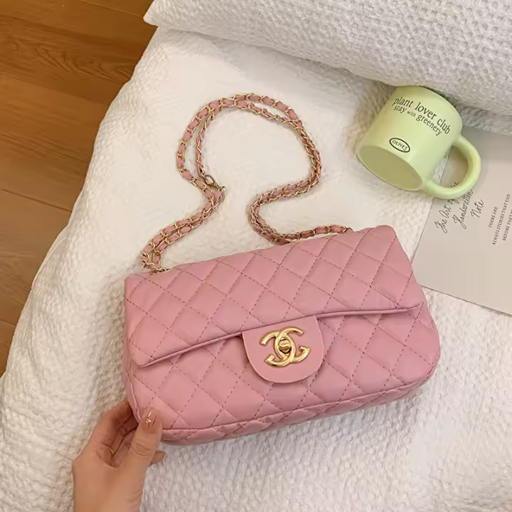 Bolso cuadrado pequeño informal, bolso de mensajero de cadena, nueva moda, bolso de hombro de diamantes. - 1
