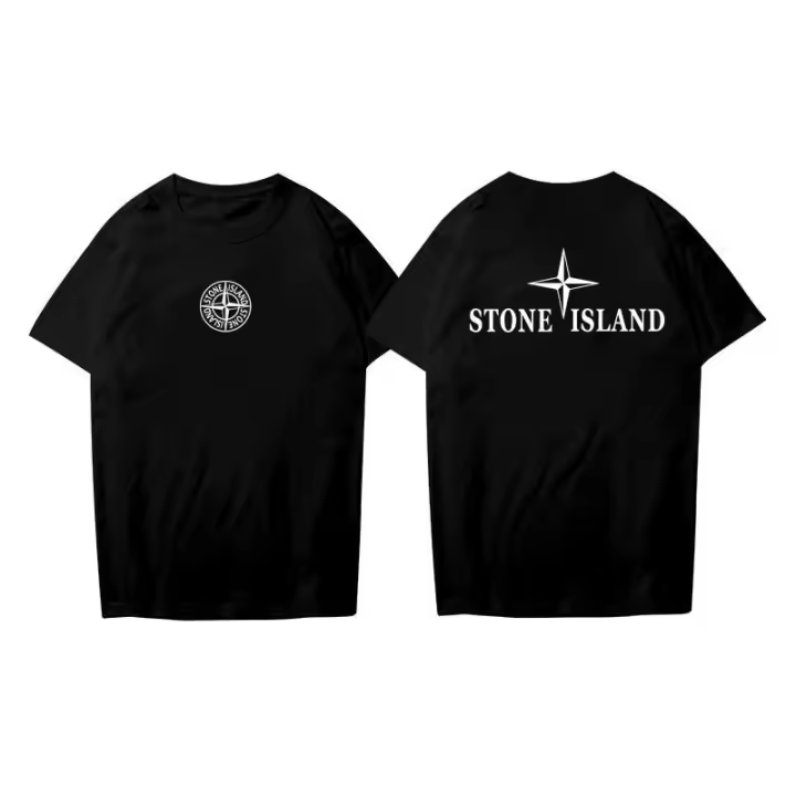 Camiseta de manga corta de alta calidad para hombre de Hip-Hop, camiseta de verano de manga corta de moda, bordado de Stone Island - 1