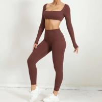 Nuevo TRE de 2 piezas, pantalones cortos deportivos, conjunto de body, ropa deportiva para mujer, traje de yoga para fortalecimiento de gimnasio - details 15