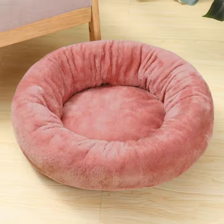 Nido redondo de felpa corta y suave para mascotas, cama cálida de invierno para perros, adecuado para gatos y perros pequeños, 1 unidad - 1