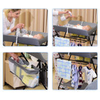 Cambiador plegable y portátil, con cesta de almacenamiento lateral, equipado con ruedas, antideslizantes para bebés hasta - details 2