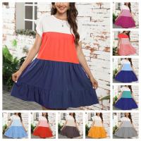 Vestido suelto con bloques de color, informal, con mangas con volantes, corte ajustado - details 2