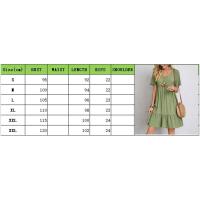 Vestidos de verano para mujer, primavera con cuello en V, mangas cortas, cintura suelta, volantes, campanas, vestidos de vocación - details 0