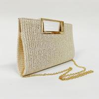 Elegante bolso de mano tejido beige y dorado para mujer: bolso de noche elegante con correa desmontable, perfecto para fiestas, eventos musicales y celebraciones del Ramadán - details 2