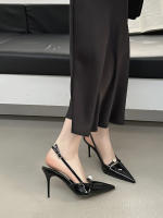 Sandalias de Cabeza de Bolso Fino Punta de Zapato Vacío de Perlas de Charol Plateado de Tacón Alto - details 7