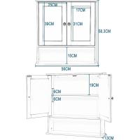 Cocina Mueble Suspendido Espejo Mueble Pared baño Espejo Estante Mueble Joyero Mara 56 x 58 x 13 cm Gris - details 2