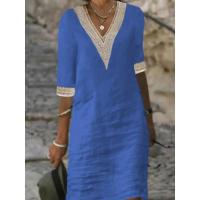 Vestido de verano de manga corta para mujer, vestidos casuales con cuello en V - details 4