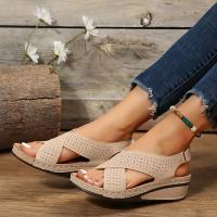 -sandalias de cuña huecas para mujer, zapatos informales de talla grande 43, Retro, para verano, 2024 - details 10