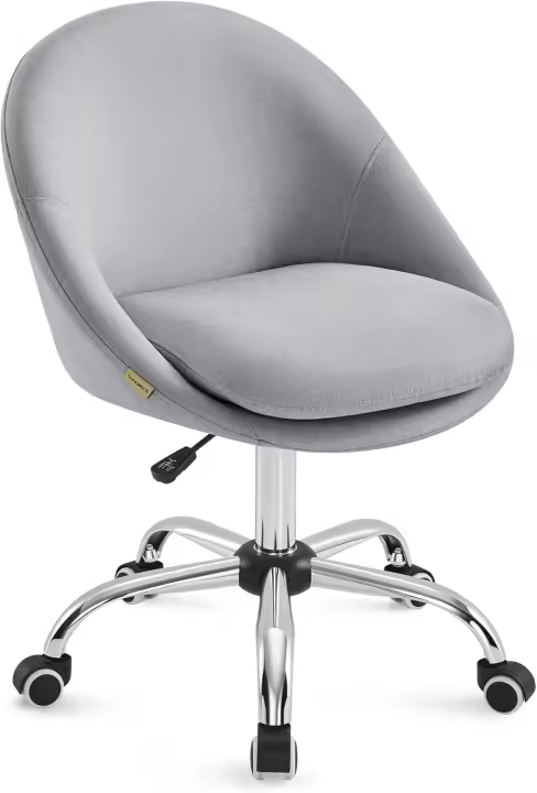 Silla de Oficina en Casa, Silla Giratoria de Algodón y Lino, Silla de Escritorio, Acolchada con Espuma, Altura Ajustable, para Estudio, Dormitorio, Azul Pálido OBG020Q01 - 1